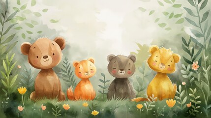 watercolour cute animals