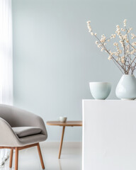 Minimalist interior design composition with copyspace