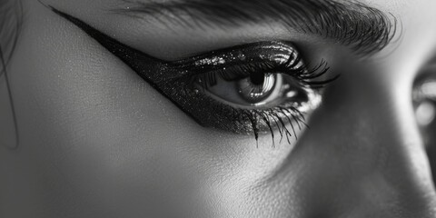 Close-up of a woman's eye with long lashes, suitable for beauty and cosmetics concepts