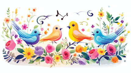 Mystical garden of talking flowers and singing bird