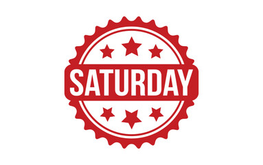 Saturday Stamp. Red Saturday Rubber grunge Stamp