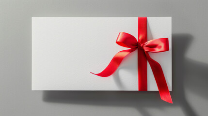 card with red ribbon