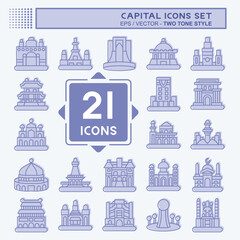 Fototapeta premium Icon Set Capital. related to Capital symbol. two tone style. simple design editable. simple illustration