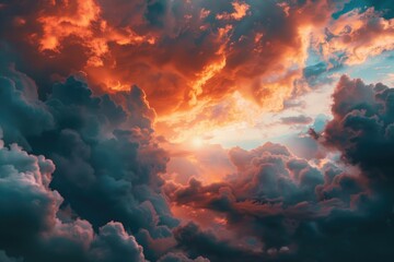 A plane flying through a cloudy sky at sunset. Suitable for travel and transportation concepts - obrazy, fototapety, plakaty