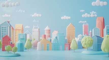 3D City C4D Cartoon Cute Style Background Material
