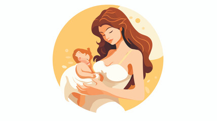 New mother feeding baby with breast. Young woman ho