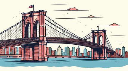 New York city symbol sketched. Vector Brooklyn brid