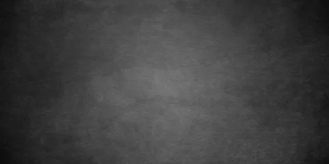Foto op Aluminium Dark black wall grunge textured concrete backdrop background. Panorama dark grey black slate gradient background or texture. Vector black concrete texture. Stone wall background.   © MdLothfor
