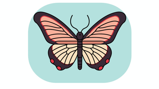 No butterfly sign icon outline style 2d flat cartoon