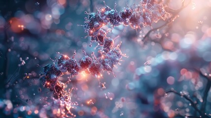 Biotechnological engineering offers a glimpse into the hidden realms of cellular machinery and genetic code, soft shadowns - obrazy, fototapety, plakaty