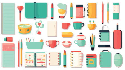 Notebooks and writing tools vector illustrations se
