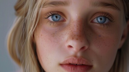 Close up of a woman with freckles. Suitable for skincare or beauty concepts