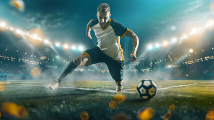 Obraz na płótnie Canvas soccer player kicking ball