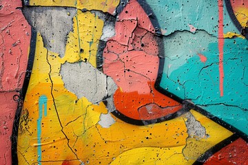 Abstract graffiti. bright colors texture on the background of a concrete wall. thick paint. generative ai