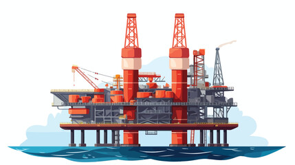 Oil platform at sea icon. Cartoon illustration of o