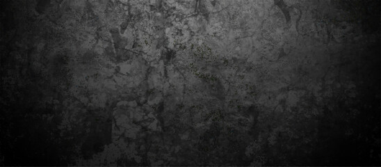 Dark black wall grunge textured concrete backdrop background. Panorama dark grey black slate gradient background or texture. Vector black concrete texture. Stone wall background.	
 - obrazy, fototapety, plakaty