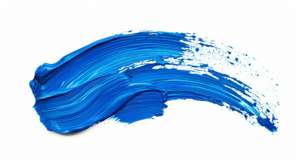 blue paint brush with paint, stroke of blue paint, isolated