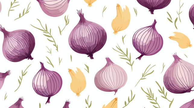 Onion seamless pattern background vector 2d flat cartoon