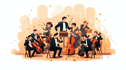 Orchestra 2d flat cartoon vactor illustration isolated