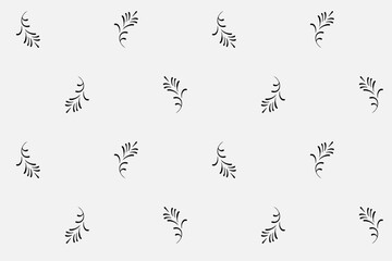 seamless botanical pattern of painted oriental motifs on a white background