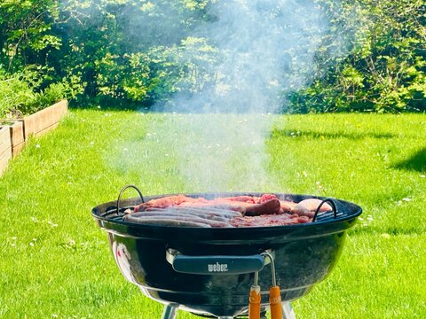barbecue weber dans un jardin