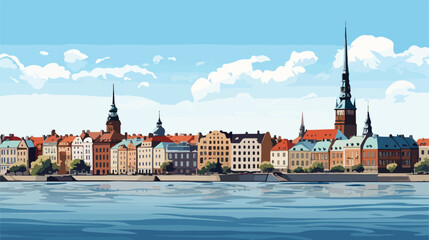 Panorama of the city of Riga. Latvia. View of the h - obrazy, fototapety, plakaty