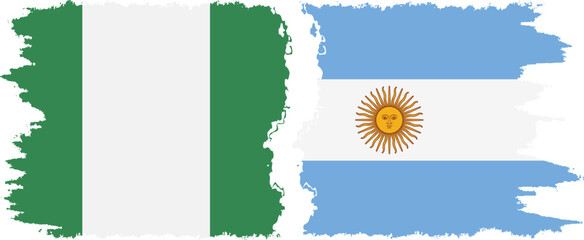 Argentina and Nigeria   grunge flags connection vector