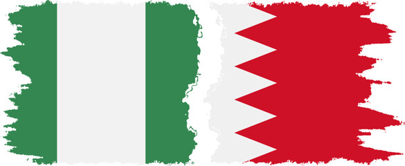 Bahrain and Nigeria grunge flags connection vector