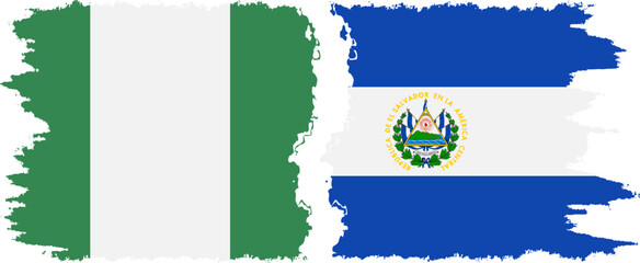 El Salvador and Nigeria   grunge flags connection vector