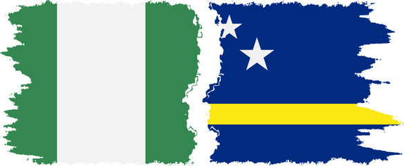 Curacao and Nigeria grunge flags connection vector