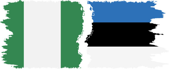 Estonia and Nigeria   grunge flags connection vector