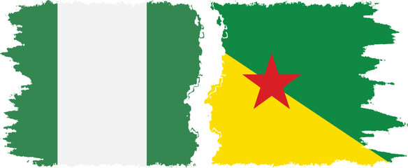 French Guiana and Nigeria   grunge flags connection vector