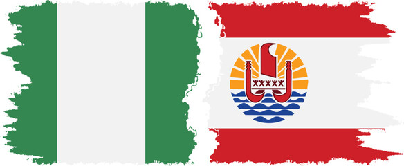French Polynesia and Nigeria   grunge flags connection vector