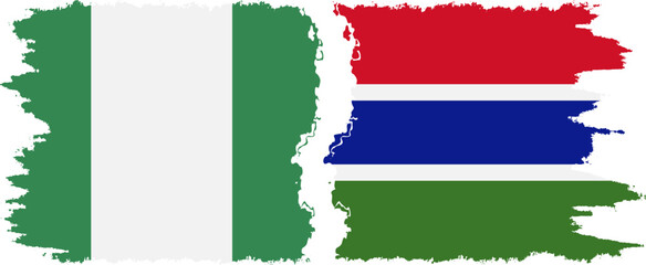 Gambia and Nigeria   grunge flags connection vector