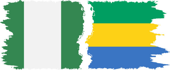 Gabon and Nigeria   grunge flags connection vector