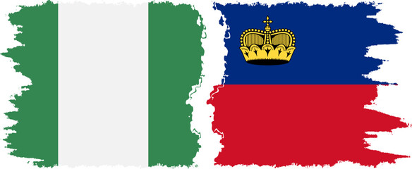 Liechtenstein and Nigeria grunge flags connection vector