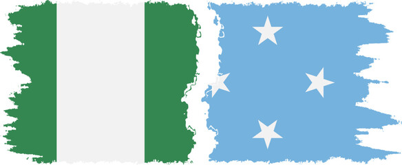 Federated States of Micronesia and Nigeria   grunge flags connection v - obrazy, fototapety, plakaty