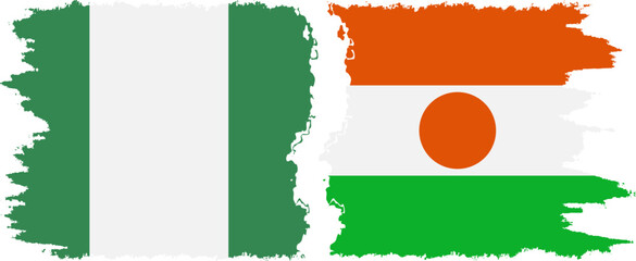 Niger and Nigeria   grunge flags connection vector