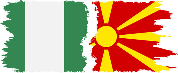Northern Macedonia and Nigeria   grunge flags connection vector - obrazy, fototapety, plakaty