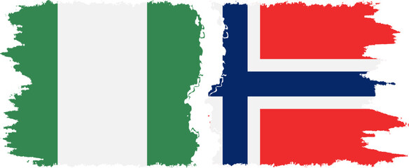 Norway and Nigeria   grunge flags connection vector