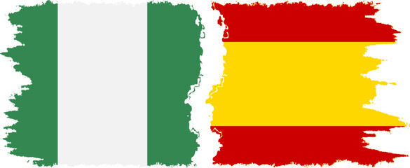 Spain and Nigeria   grunge flags connection vector