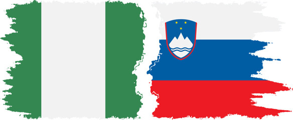 Slovenia and Nigeria   grunge flags connection vector
