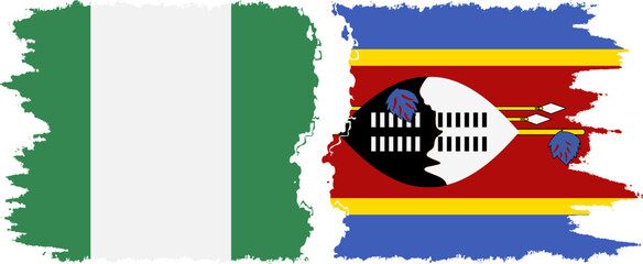 eSwatini and Nigeria   grunge flags connection vector