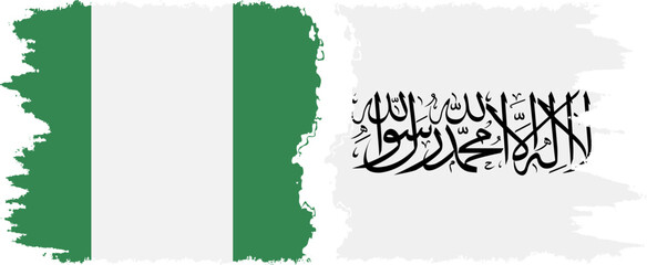 Afghanistan and Nigeria grunge flags connection vector