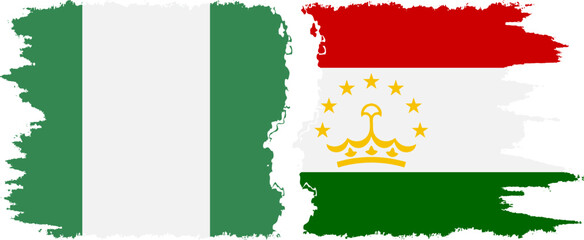 Tajikistan and Nigeria   grunge flags connection vector