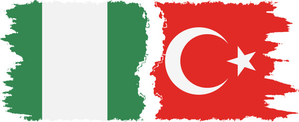 Turkey and Nigeria   grunge flags connection vector