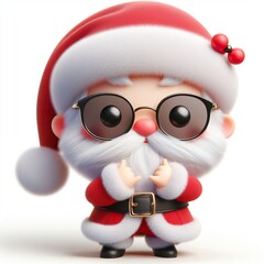 a cute santa claus wearing suit and cool fashion eyeglasses , christmas, happy, smile, white background
