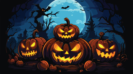 Part of ground with Halloween characters vector illustration