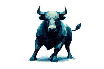 isolated green blue vector stock market Bull of momemtum making gains and money with investing becoming rich and wealthy