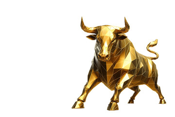 isolated golden vector stock market Bull of momemtum making gains and money with investing becoming rich and wealthy with copy space